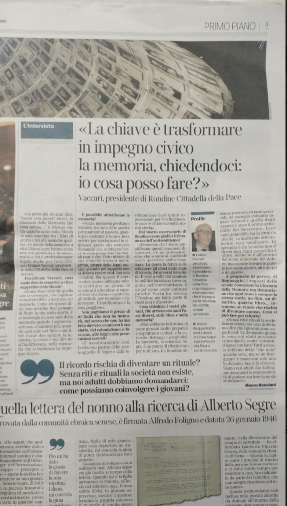 Il Corriere Fiorentino – “La chiave è trasformare in impegno civico la memoria”