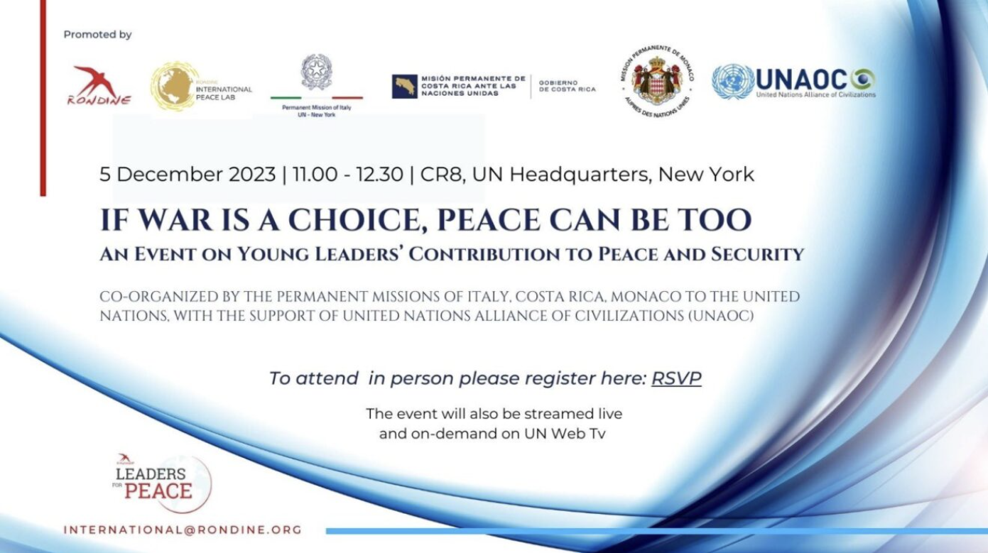 “If war is a choice, peace can be too”. Rondine at the United Nations for the fifth follow-up of “Leaders for Peace” campaign