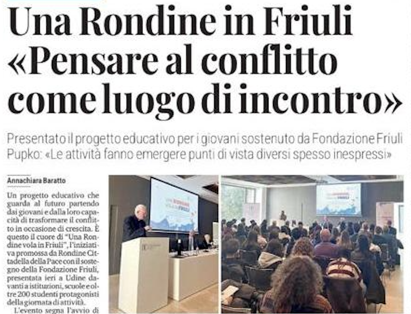 Messaggero Veneto – Una Rondine in Friuli «Pensare al conflitto come luogo di incontro»