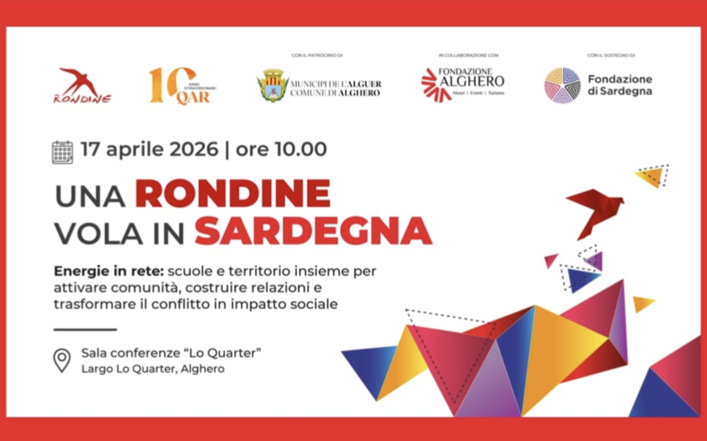 Fondazione di Sardegna – “Una Rondine vola in Sardegna”, Alghero ospita tre giornate di formazione e coprogettazione per scuole e comunità educante