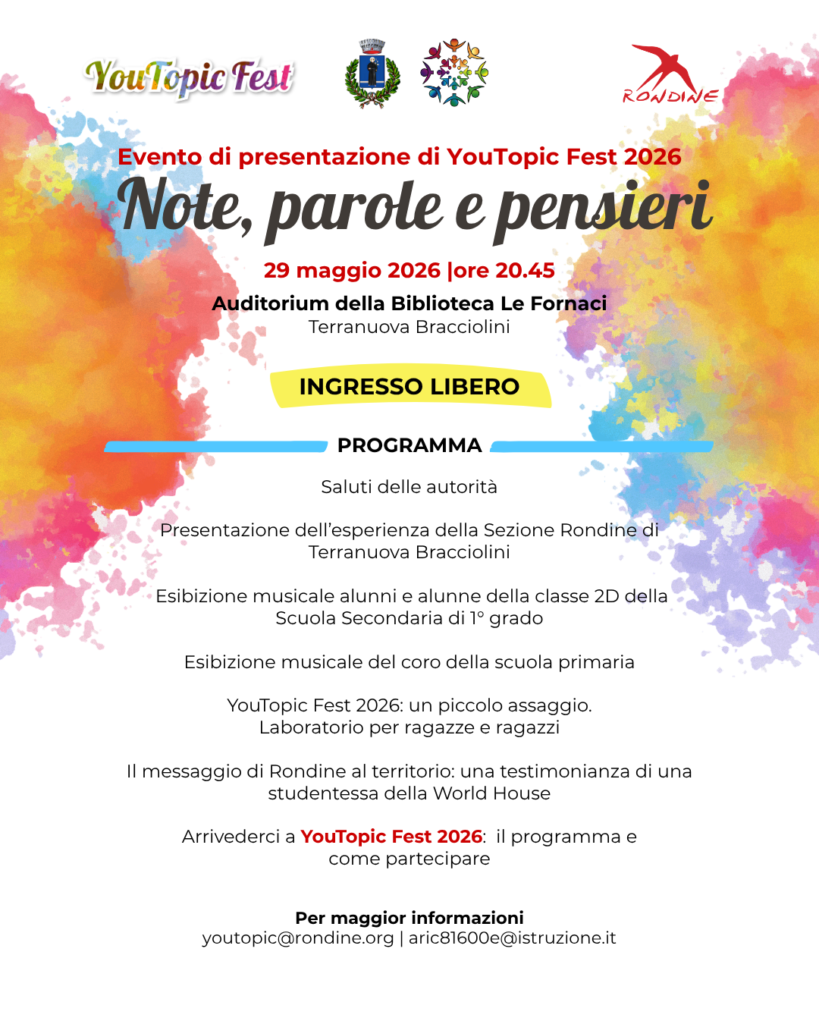aterranuova.it – “Note, parole e pensieri”: a Terranuova la presentazione dello YouTopic Fest 2026